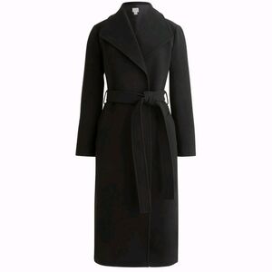 NWT J. Crew Size 22 Belted Wool-Blend Coat In Black $328 CD824